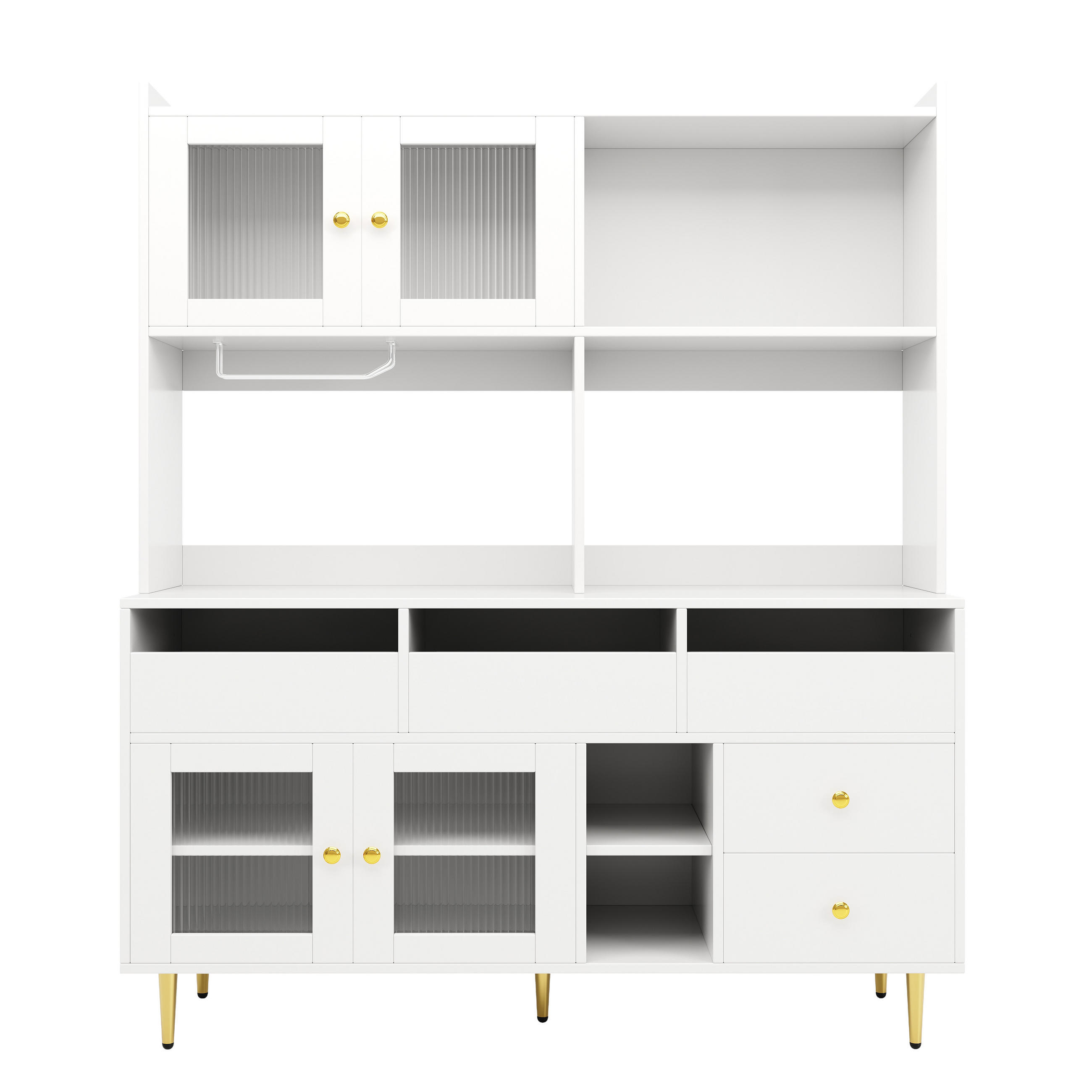 BUFFETSCHRANK Kombi Weiß 145/39/171 cm - Weiß, Holz (145/171/39cm) - PANGIVO