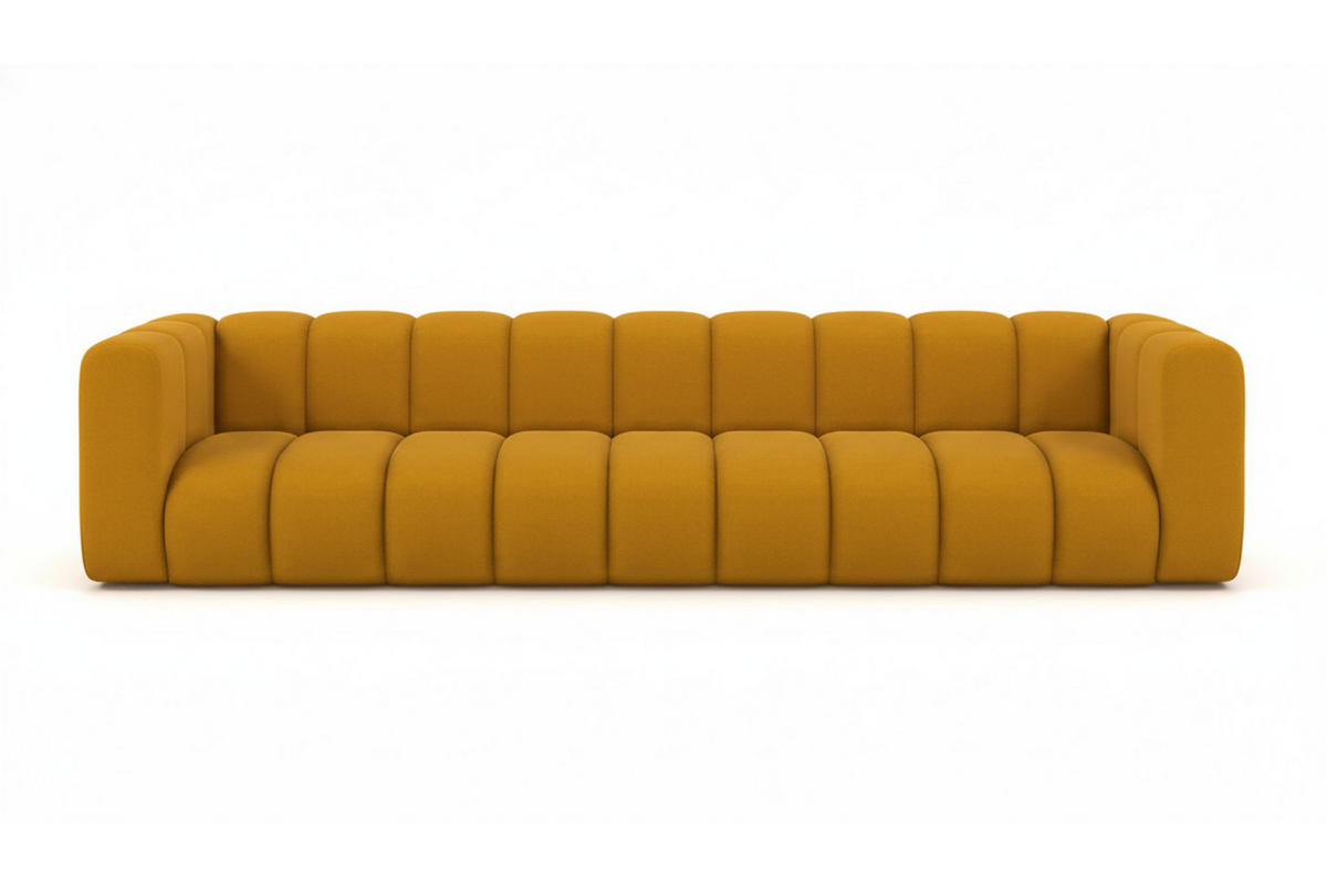 COUCH, Fünfsitzer-Sofa Grand, Veloursstoff Salvador, Gelb - Gelb, Holz (314/70/87cm) - Kaiser Möbel