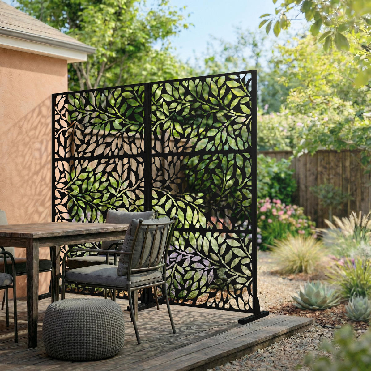 METALL-SICHTSCHUTZ Firenze 90x180 cm Schwarz aus Stahl - Schwarz, Metall (90/183cm) - ML-DESIGN