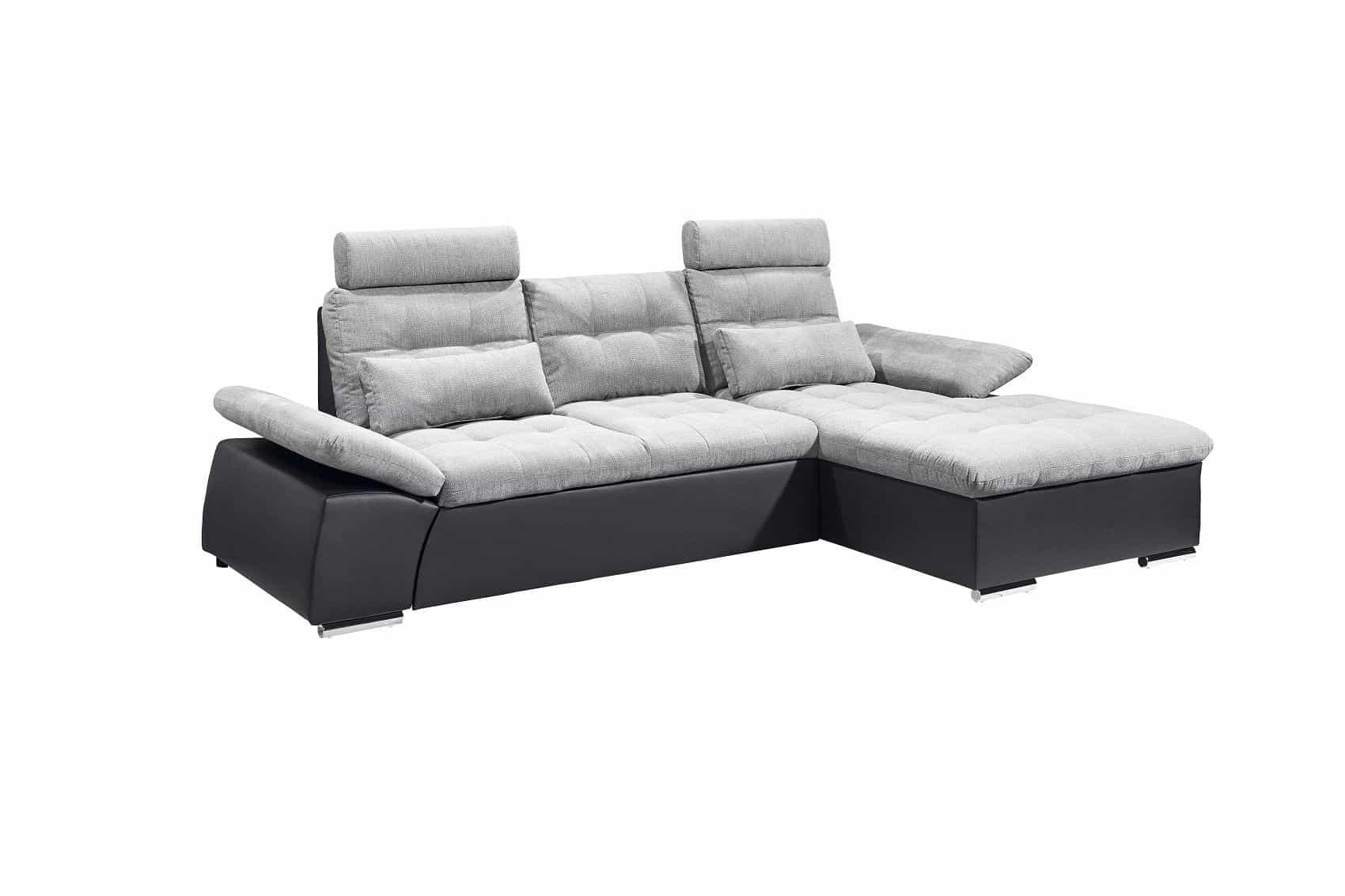 ECKSOFA mit Schlaffunktion und verstellbaren Armlehnen - Chromfarben/Hellgrau, Kunststoff/Textil (170/268cm) - ed exciting design
