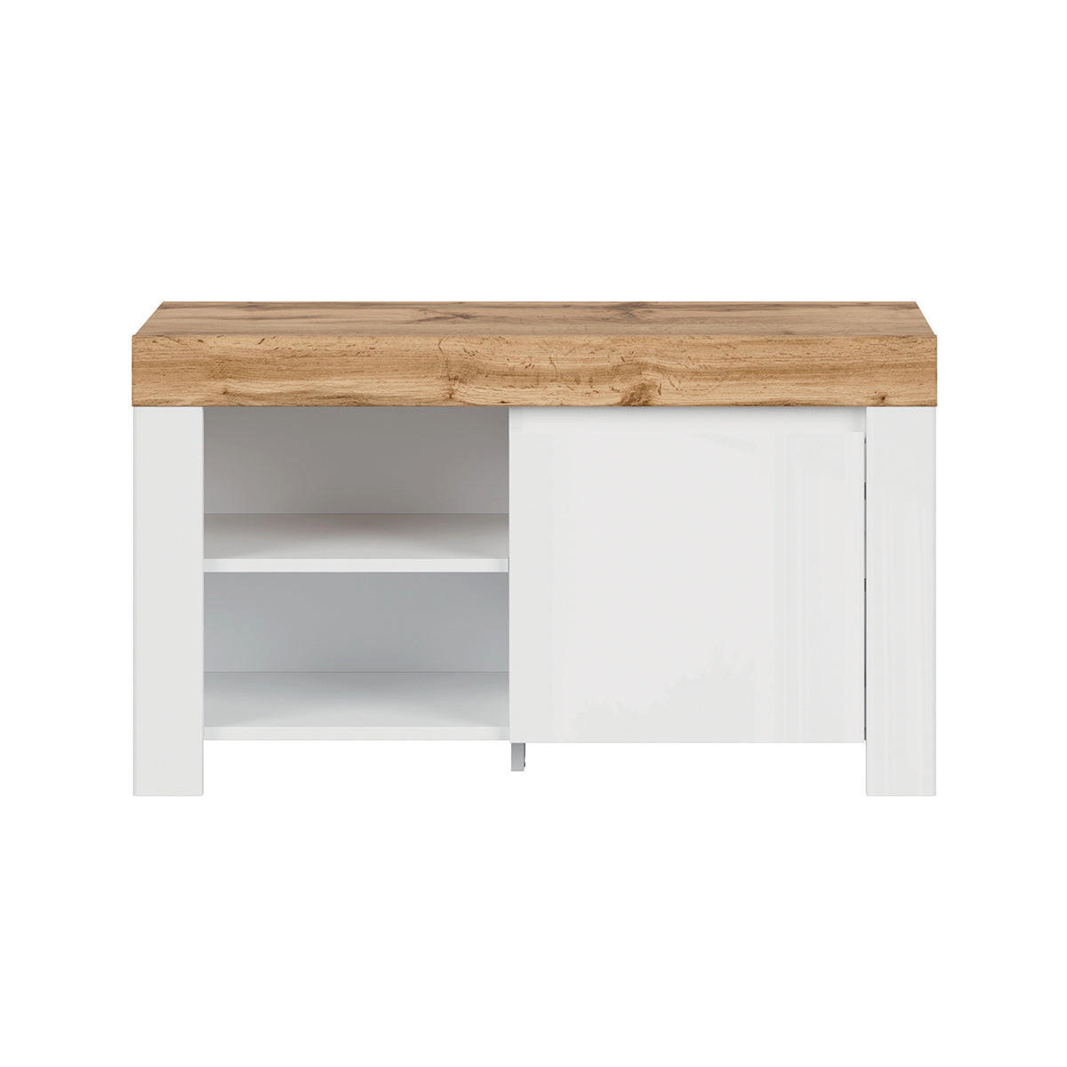 BOTNÍK Hella Biela a drevo - biela, kompozitné drevo (92/53/37cm) - Petits-meubles