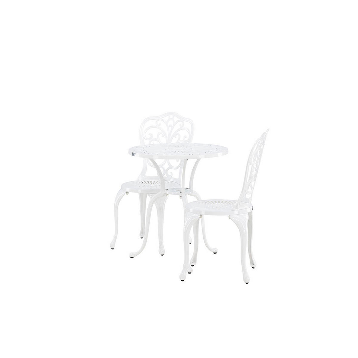 CAFÉ-SET, Nandin, Tisch Weiß, Metall, 60 x 60 x 73 cm, 3-teilig - Weiß, Metall - ebuy24