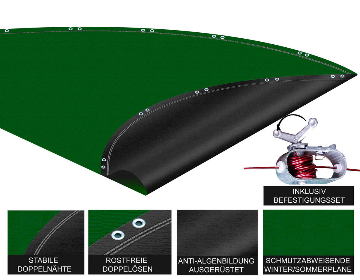 POOLABDECKUNG Rund Planenmaß Ø 560 cm für Pool 460-500 cm Grün - Grün, Kunststoff (560/560cm) - QUICK STAR