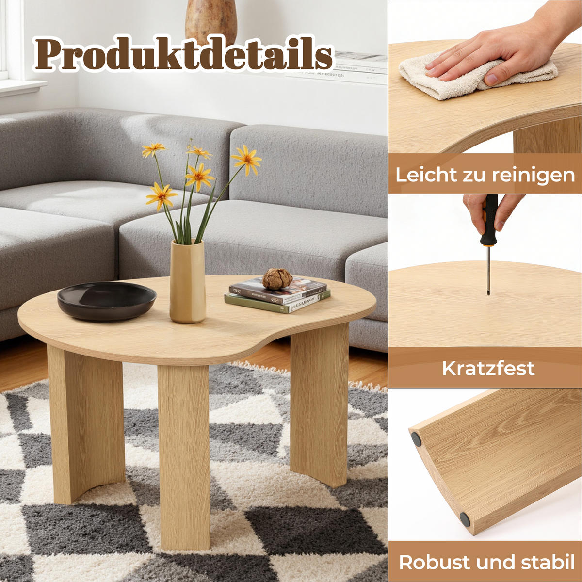 COUCHTISCH, 70 × 50 × 40 cm - Braun, Holzwerkstoff (50/70/40cm) - Hometopia