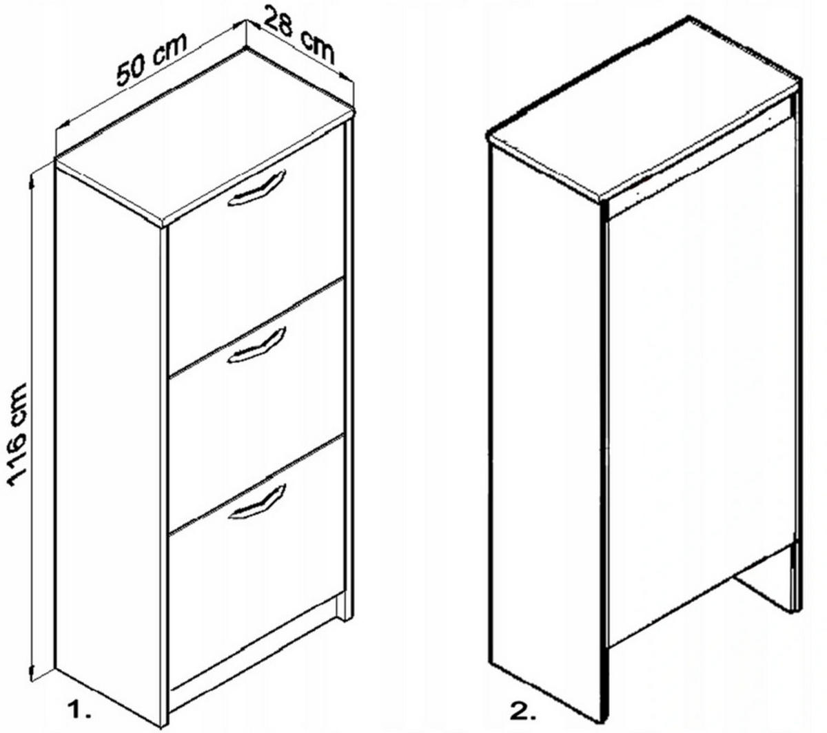 SCHUHSCHRANK 3S Anthrazit-Wotan Eiche 50/28/116 cm - Anthrazit/Eiche Wotan, Holzwerkstoff (50/116/28cm) - Matkam Möbel