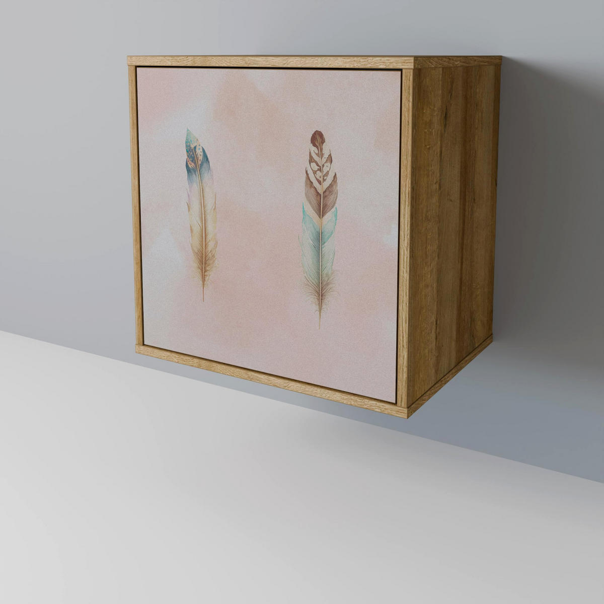 SIDEBOARD THE DELIQUESCE, Eichefarben, 57,5x42x72,5 cm, Schwarze Metallfüße - Eichefarben/Multicolor, Holzwerkstoff/Metall (57.5/72.5/42cm) - SpaceRebels