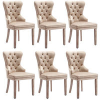 ESSZIMMERSTUHL gepolstert ca. 53 x 46,5 x 95 cm Samt Beige 6er-Set - Beige, Holz (46.5/95/53.2cm) - Meubliv