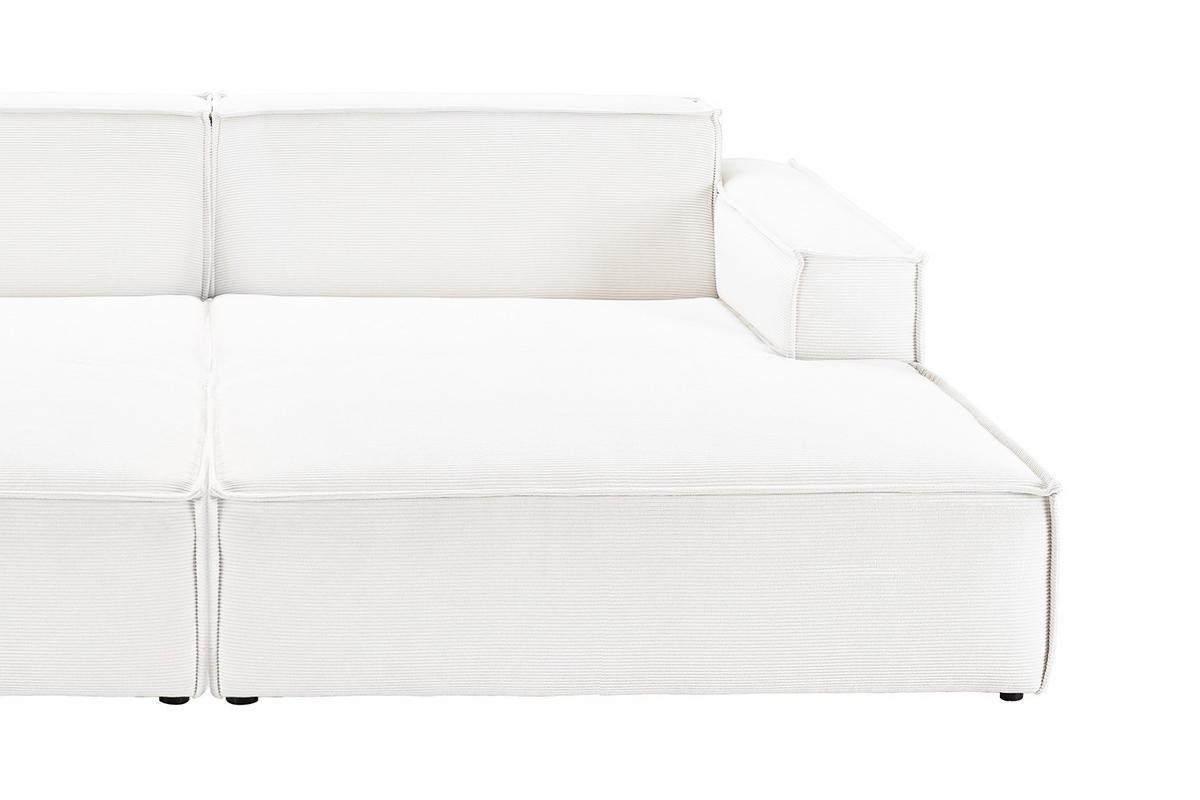 BIG SOFA SAMU Weiß Cord - Schwarz/Weiß, Textil (256/72/168cm) - KAWOLA