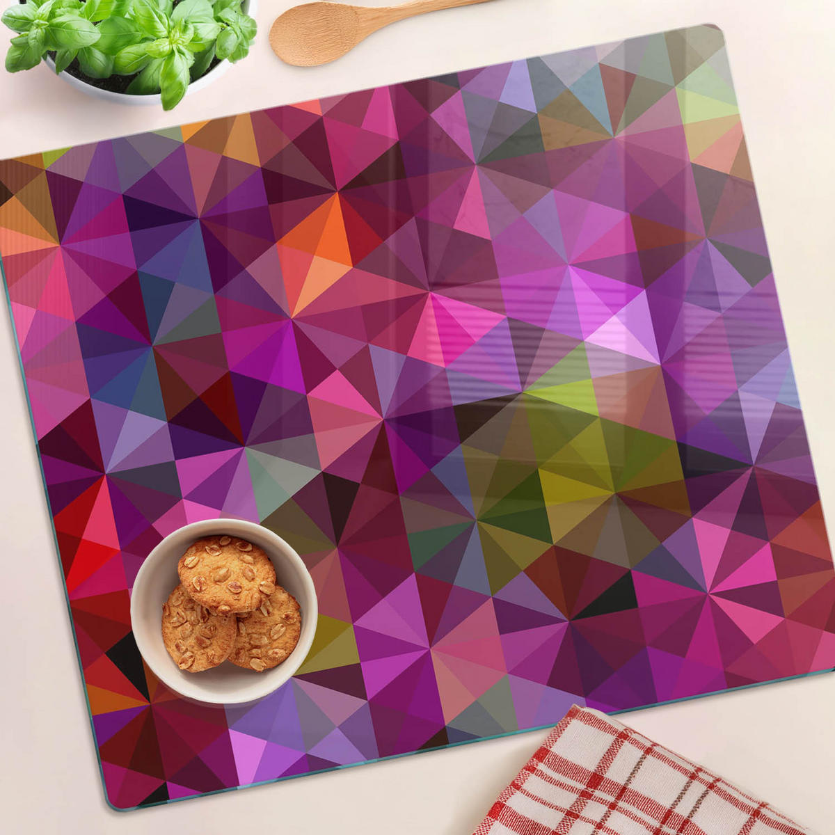 GLASPLATTE 60x52 cm Wellenabstraktion - Hellgrau/Grau, Glas (60/0.4/52cm) - TULUP