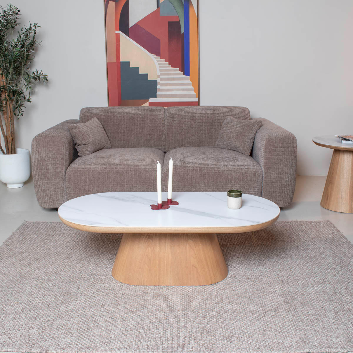 COUCHTISCH aus Keramik 120x60x38cm, natur - Braun, Holz (120/60/38cm) - Giga Meubel