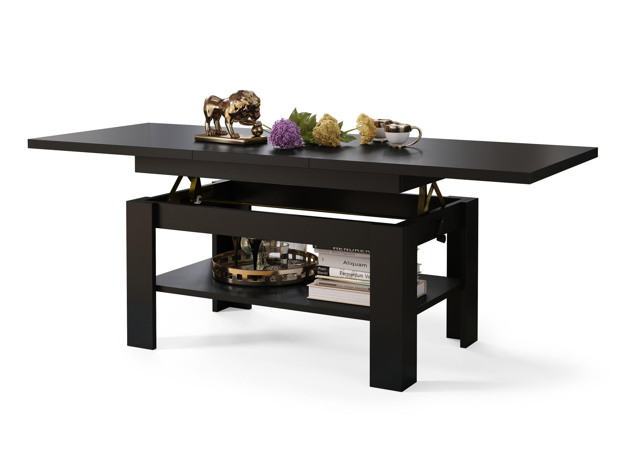 COUCHTISCH rechteckig Schwarz ausziehbar höhenverstellbar - Schwarz, Holzwerkstoff (65/130/58cm) - designimpex