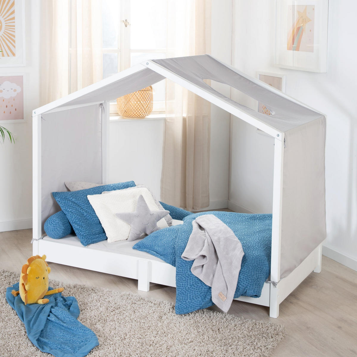 HAUSBETT 70 x 140 cm Bodenbett weiß - Weiß, Holzwerkstoff (70/140cm) - Roba