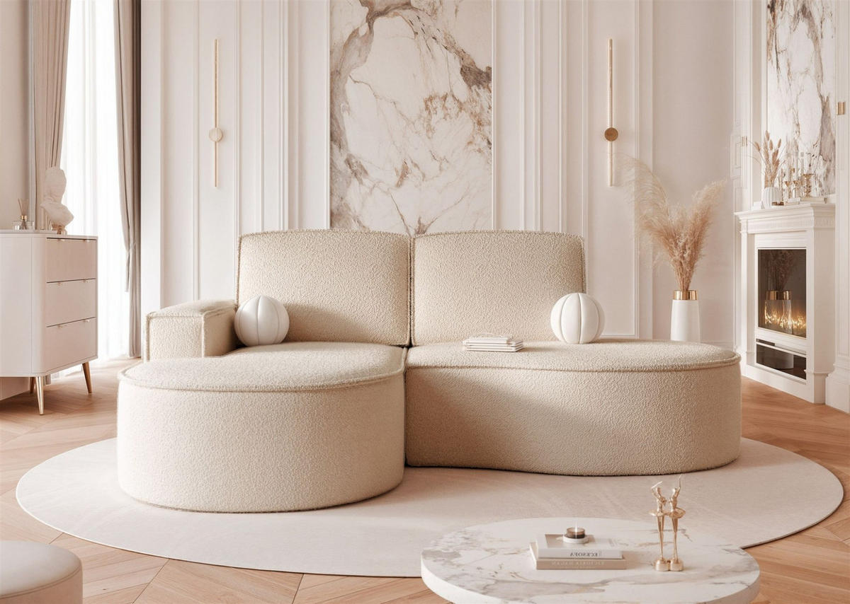 ECKSOFA Arlet In Stoff Abriamo - Beige, Holzwerkstoff/Textil (277/156cm) - Fun Möbel
