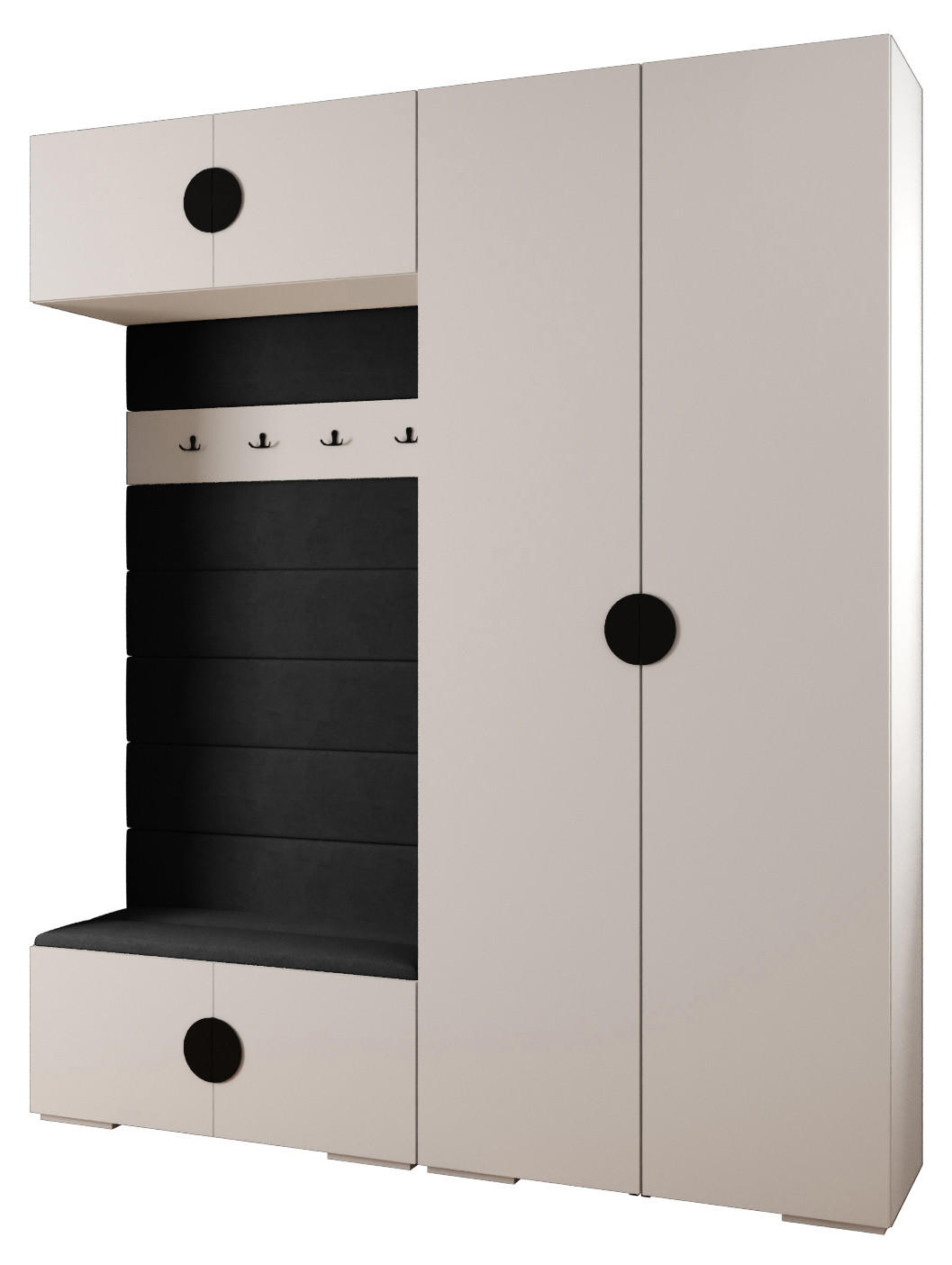 GARDEROBEN-SET 236,7/200/47 - Schwarz/Weiß, Holz/Kunststoff (200/236.7/47cm) - Abiks Möbel