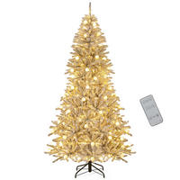 WEIHNACHTSBAUM mit Beleuchtung und Schnee Fernbedienung und Timer 210 cm weiß - Weiß, Metall (180cm) - COSTWAY