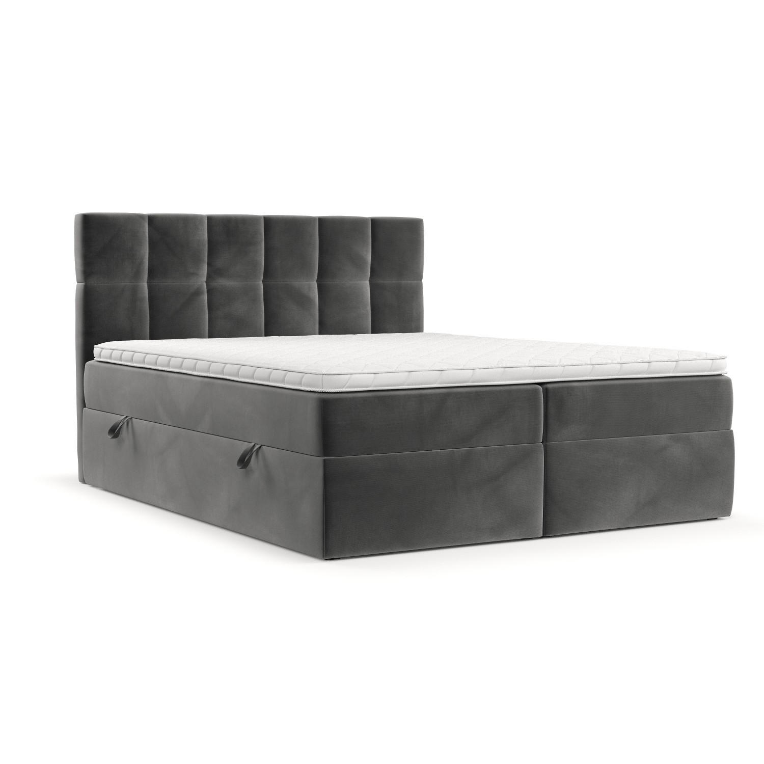 POSTEL BOXSPRING VARENO 140/200 Šedá - šedá/černá, kov/dřevo (140/200cm) - AltaBeds
