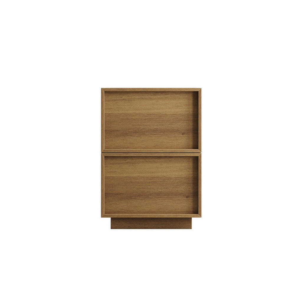 Modfu NOČNÍ stolek z MDF 38x48x55 cm dub se 2 bezúchytkovými zásuvkami a kovovými pojezdy