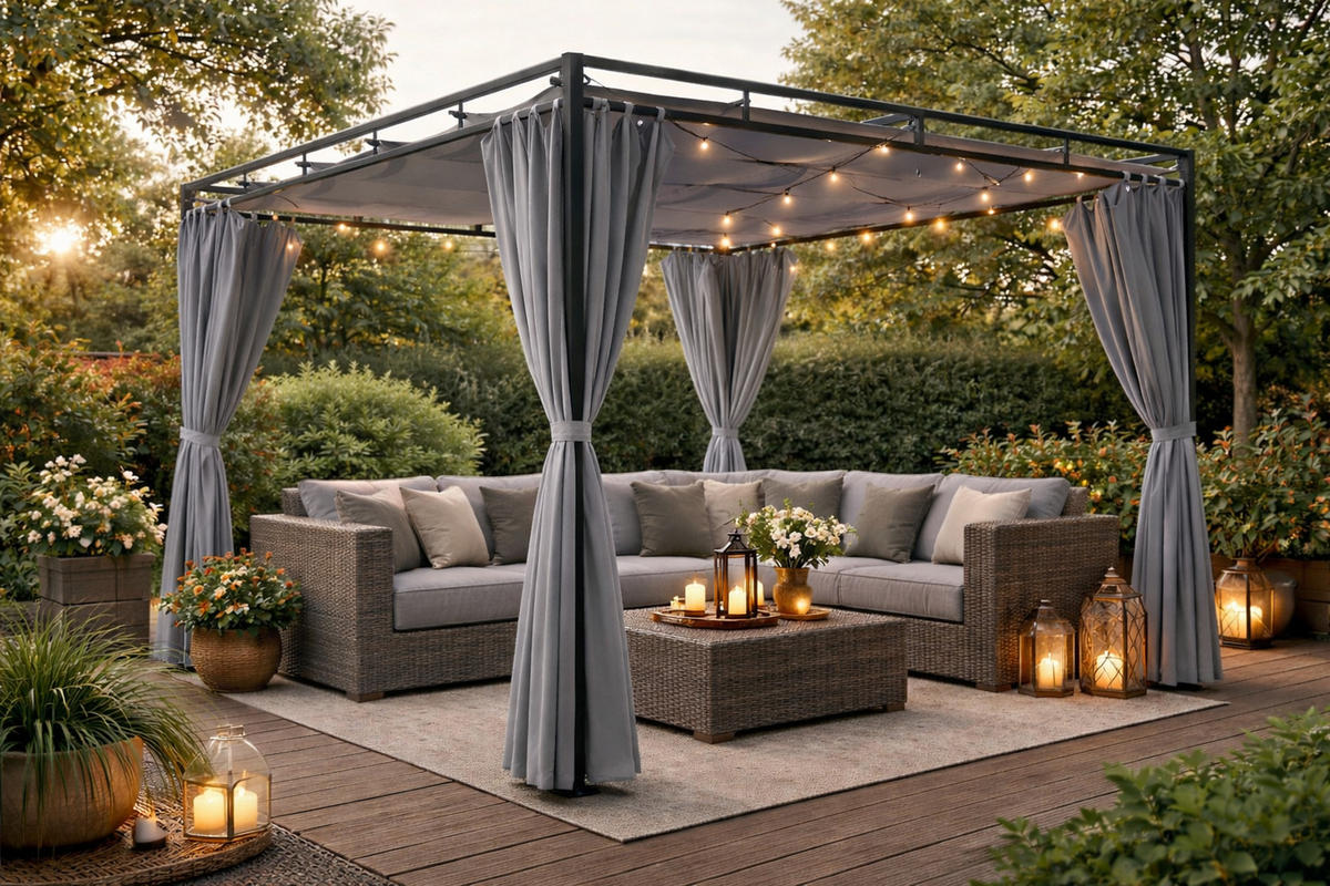 ERSATZDACH Flachdachpergola Firenze 3x3 Meter Grau - Grau, Textil (288/1/288cm) - QUICK STAR