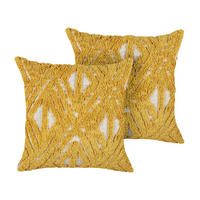 DEKOKISSEN 2er-Set Senfgelb 45/45 cm Alcea - Dunkelgelb, Naturmaterialen/Textil (45/45cm) - Beliani