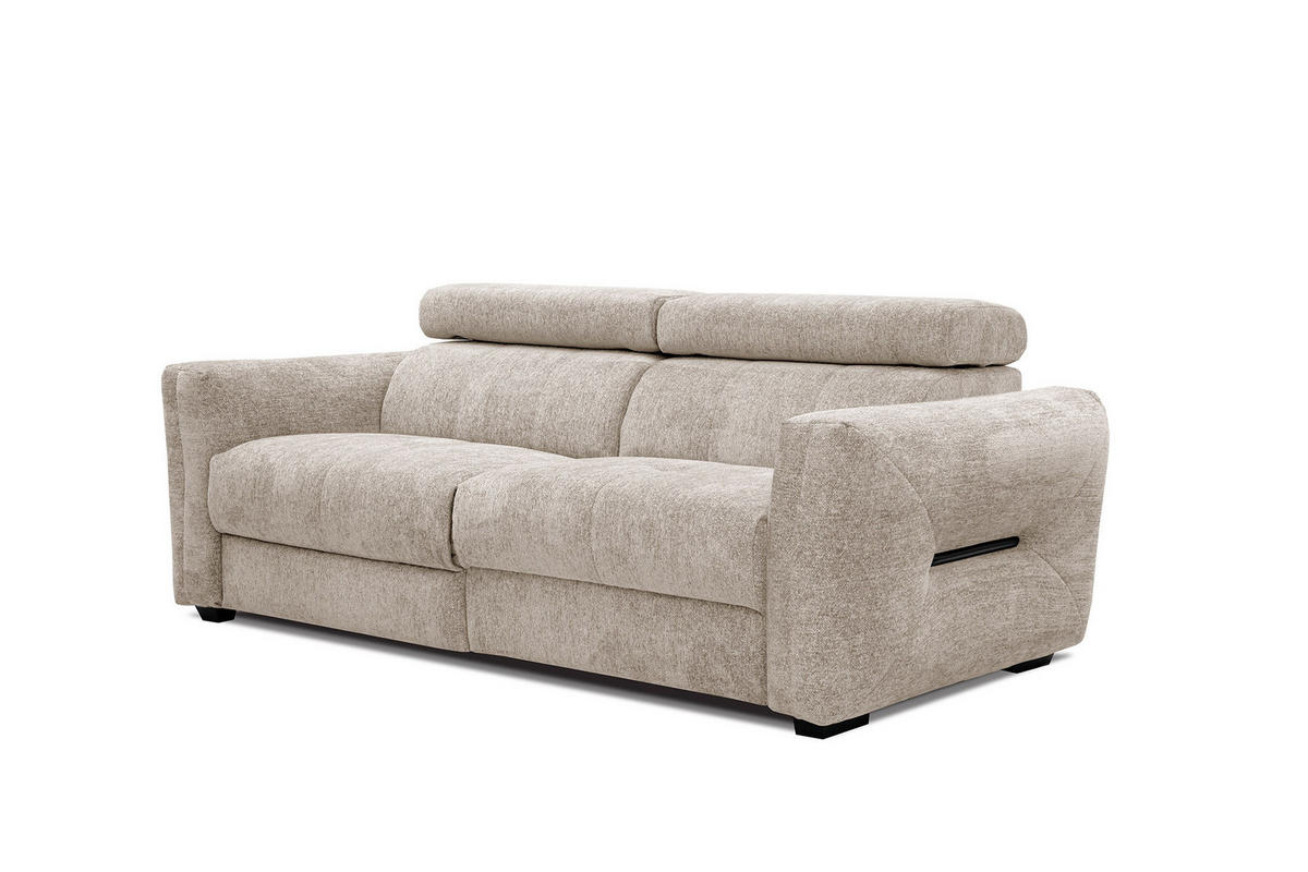 SOFA CALVERA 3-Sitzer mit 1 Relaxfunktion, ecru - Ecru, Holzwerkstoff/Textil (204/79/106cm) - Courtois Laville