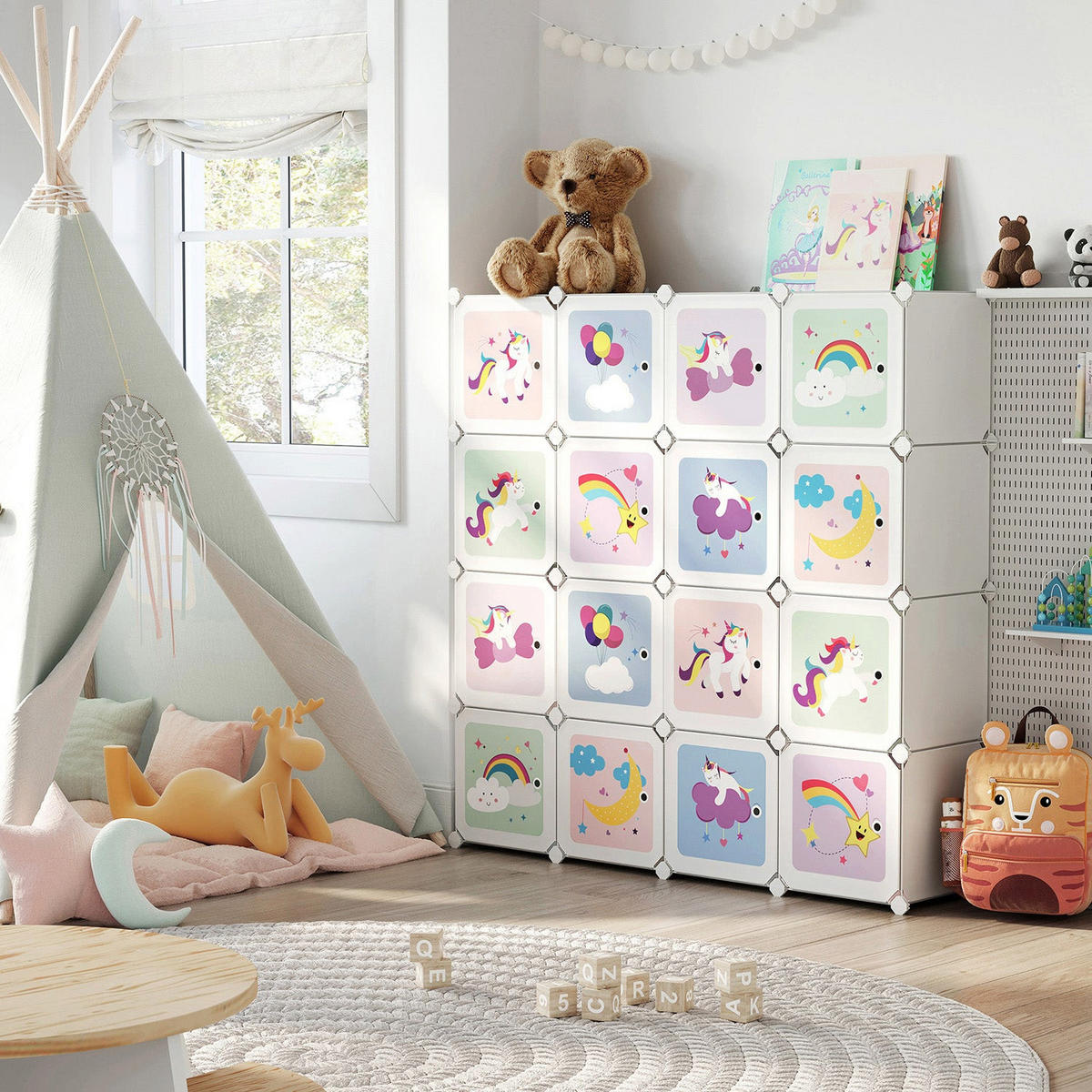 STECKREGAL REGALSYSTEM FÜR KINDER - Weiß, Kunststoff (31/153/153cm) - Hansiro