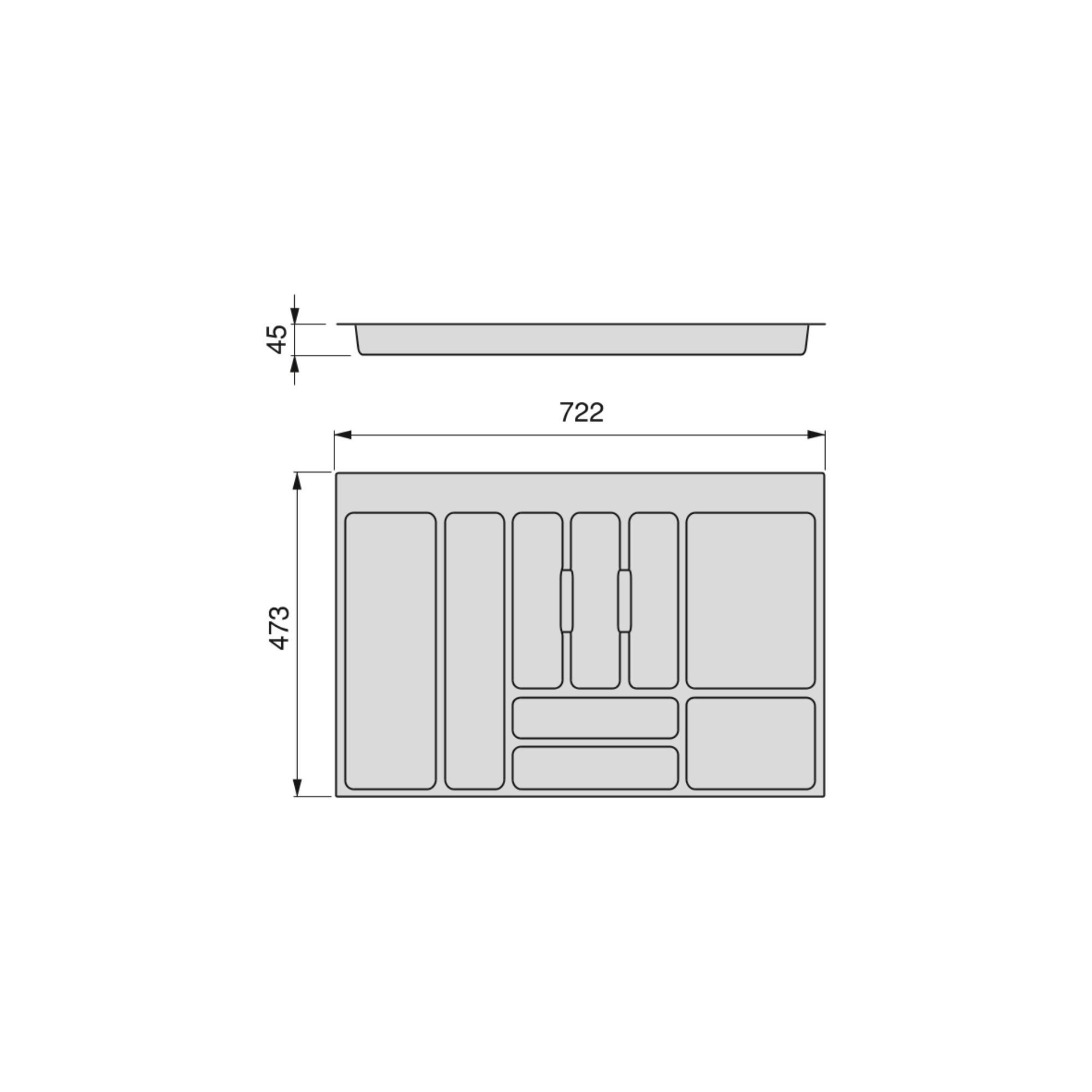 BESTECKEINSATZ Optima Vertex/Concept, Tiefe 500mm, Plattenstärkenstärke 16mm, Modul 800mm, Kunststoff, weiss - Weiß, Kunststoff (76.5/5/52cm) - EMUCA
