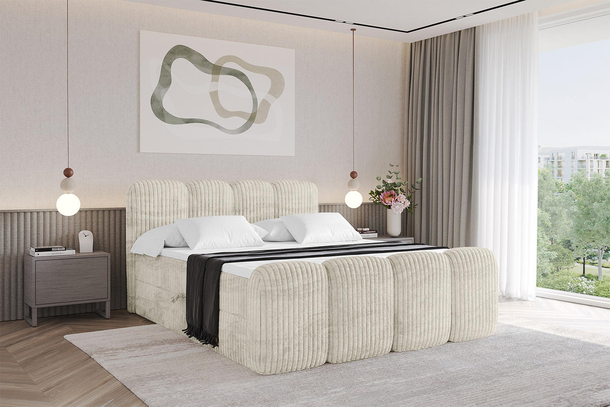BOXBETT mit Matratze H4 und Lattenrost - NINA-Z - 160x200 cm Tila - Creme - Magnolie, Holzwerkstoff (160/200cm)