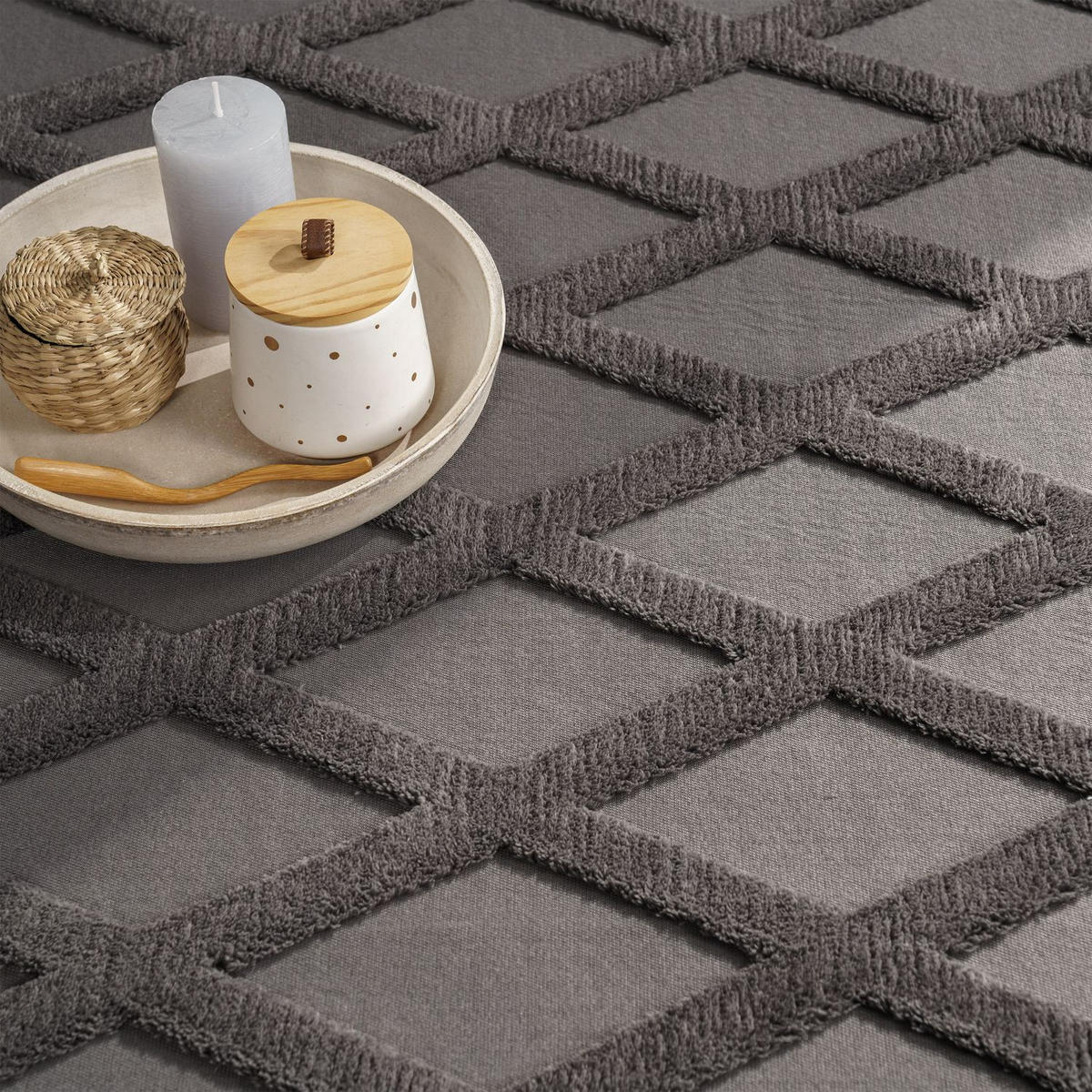 FLACHWEBETEPPICH Skandinavisch Anthrazit 80 x 150 cm - Anthrazit, Kunststoff (80/150cm) - TT Home