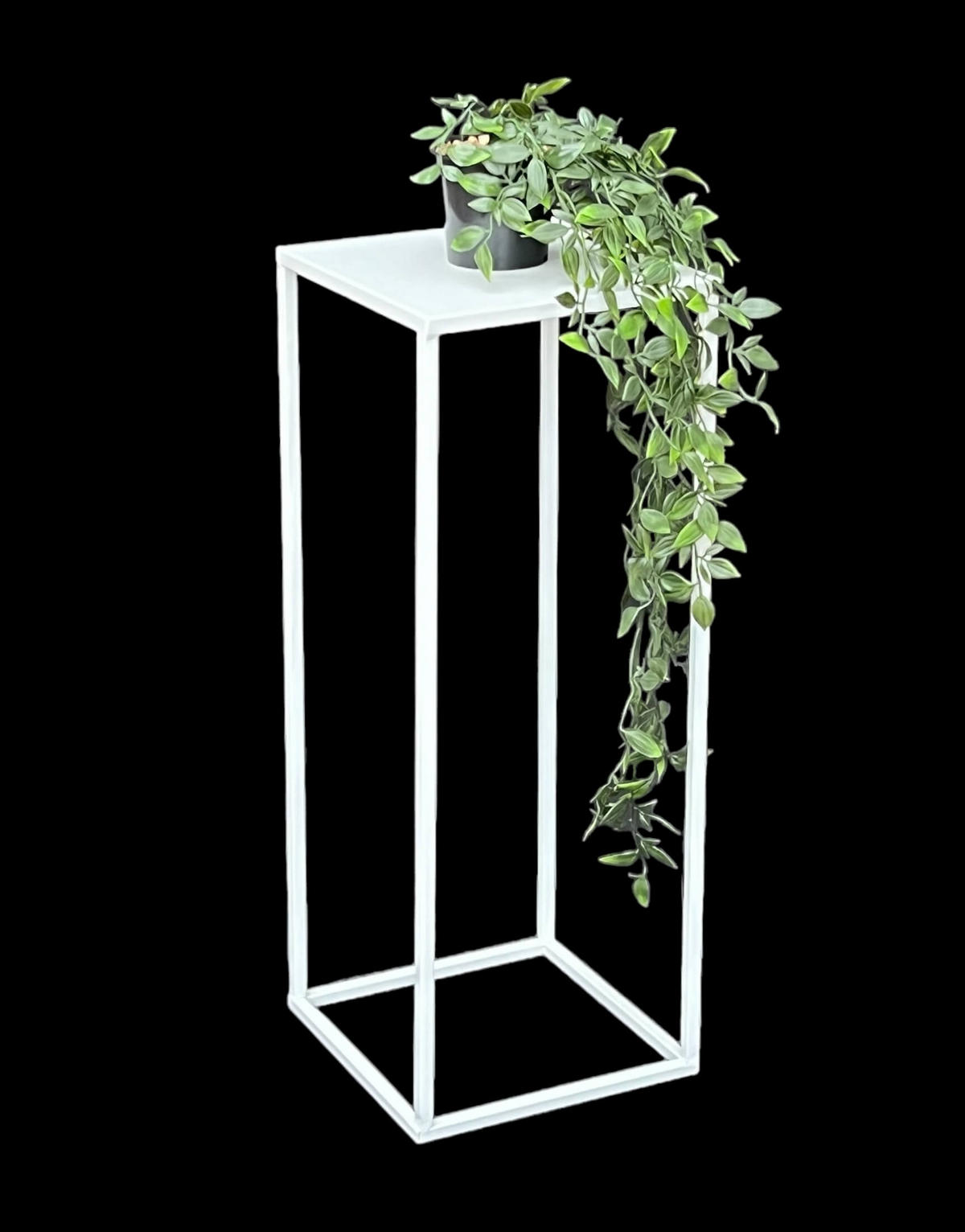 DANDIBO Blumenhocker Metall Weiß Eckig 60 cm Blumenständer Beistelltisch 96482 M Blumensäule Modern Pflanzenständer Pflanzenhocker - Weiß, Metall (23/60/23cm) - DanDiBo