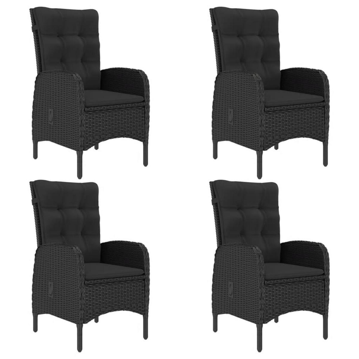 GARTEN-ESSGRUPPE 5Er Set Poly Rattan Und Akazienholz Schwarz - Schwarz, Kunststoff - vidaXL