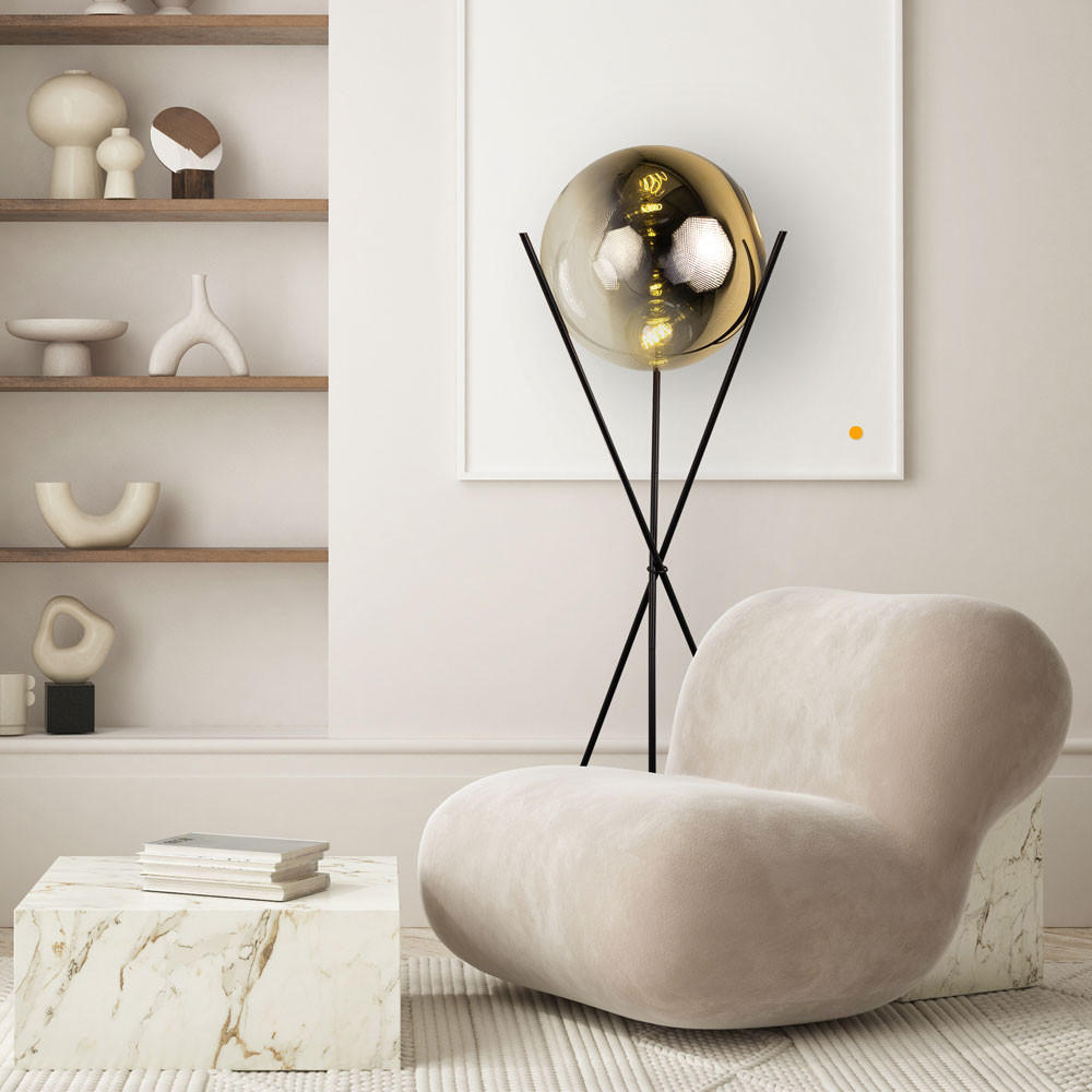 Thumbnail - s.luce Stehlampe, Kupfer, Glas, Rund,Rund, 40x160x40 cm, Lampen & Leuchten, Innenbeleuchtung, Stehlampen, Stehlampen