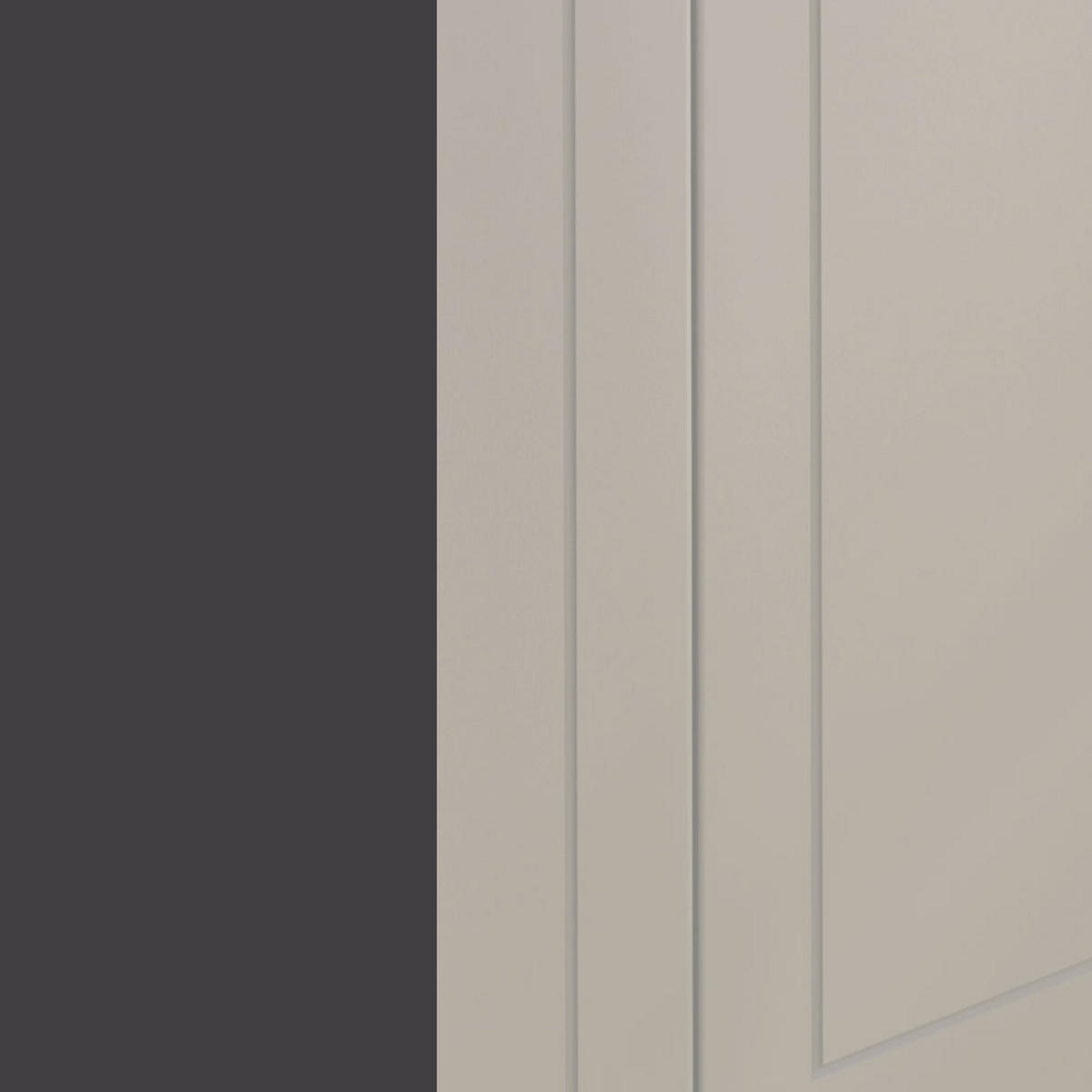 KÜCHENZEILE Kvantum Lava / Vanille Matt 240 / 51,6 / 207cm (REJS Vollauszug) - Dunkelgrau/Creme, Holzwerkstoff/Metall (240/207/51.6cm) - Feldmann-Wohnen