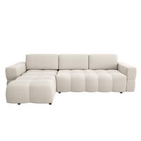 ECKSOFA LINKS SCHLAFSOFA Mit Stauraum Stoff creme 286 cm - Creme, Textil (169/286cm) - Sia Home