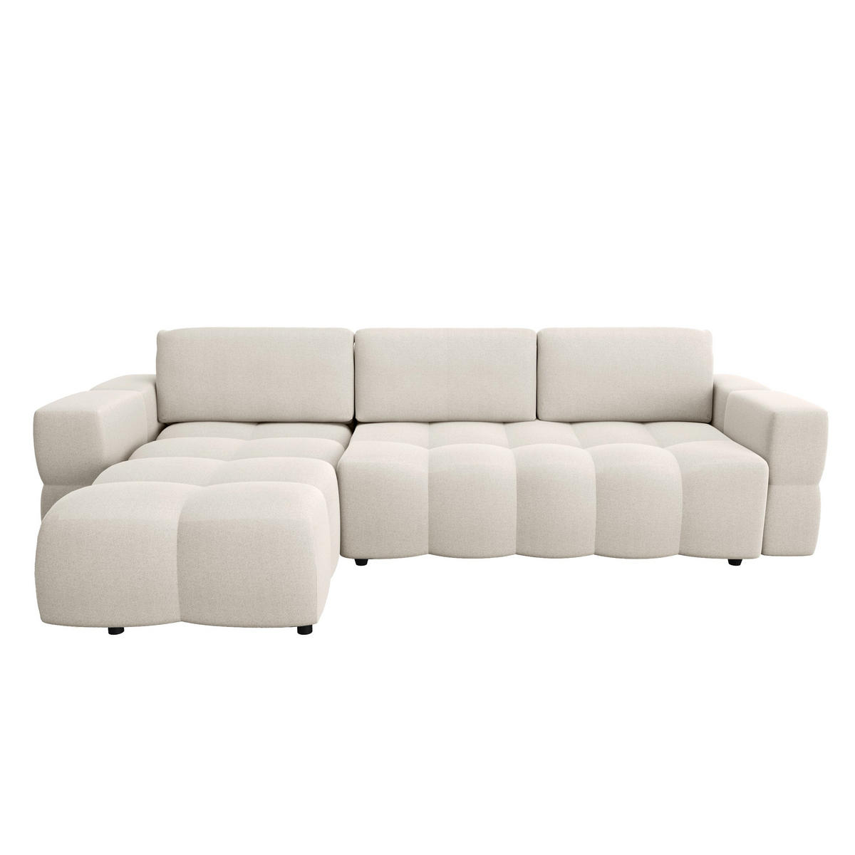 ECKSOFA LINKS SCHLAFSOFA Mit Stauraum Stoff creme 286 cm - Creme, Textil (169/286cm) - Sia Home