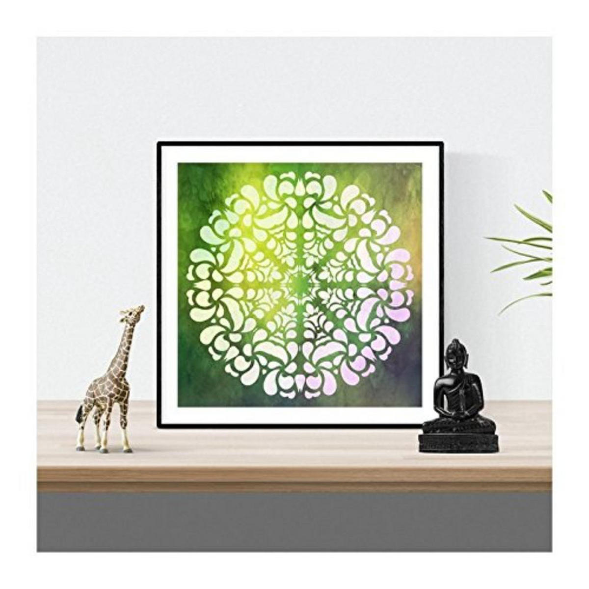 POSTER Set mit 4 Mandalas Balance 20x20cm Schwarzer Rahmen - Schwarz, Papier (20/3cm) - Nacnic