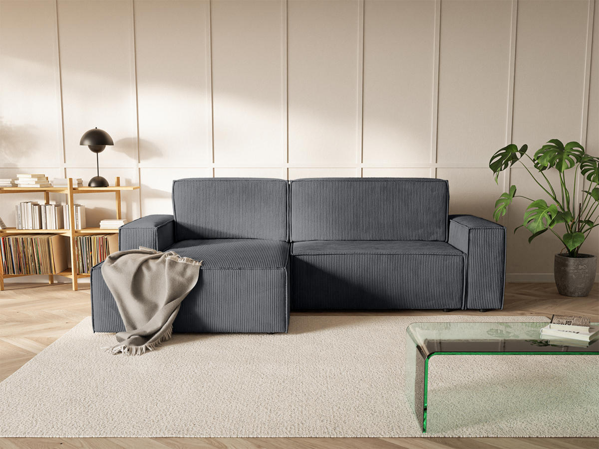 ECKSOFA Kokko mit Schlaffunktion, Anthrazit - Anthrazit, Textil (267/167cm) - Fedve