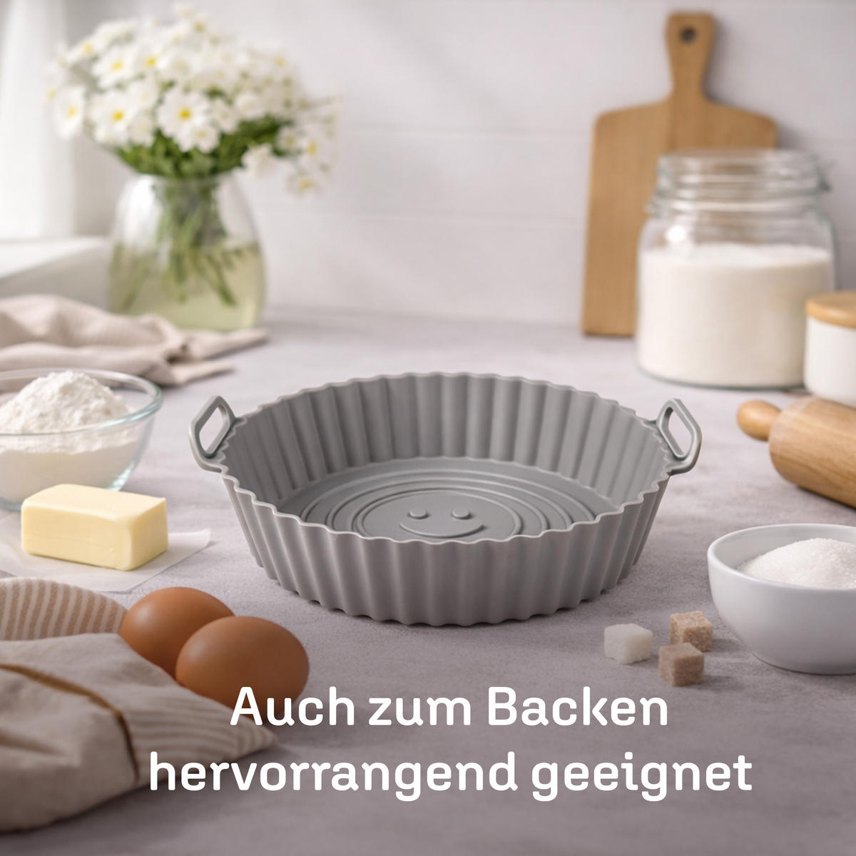BACKFORM Air Fryer - Heißluftfritteuse 2er Pack - Ø20x5,5cm - Grau, Kunststoff - Bestlivings