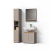 BADMÖBEL-KOMBINATION Timavo Greige 3 Teile, mit Hochschrank - Greige/Eiche Artisan, Holzwerkstoff (60/57/35cm) - Livinity®