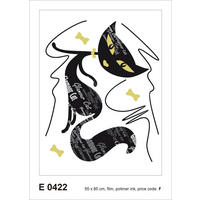 WANDTATTOO Katze 85 x 65 cm - Schwarz, Papier (85/65/65cm) - Sanders & Sanders