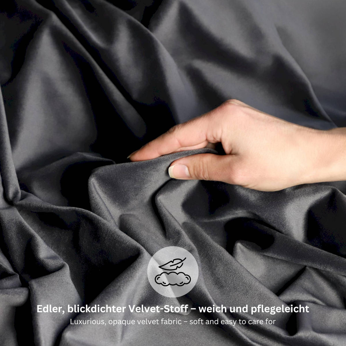 ÖSENVORHANG VELVET SIGNATURE - Anthrazit, Textil (140/1/250cm) - Tom Tailor