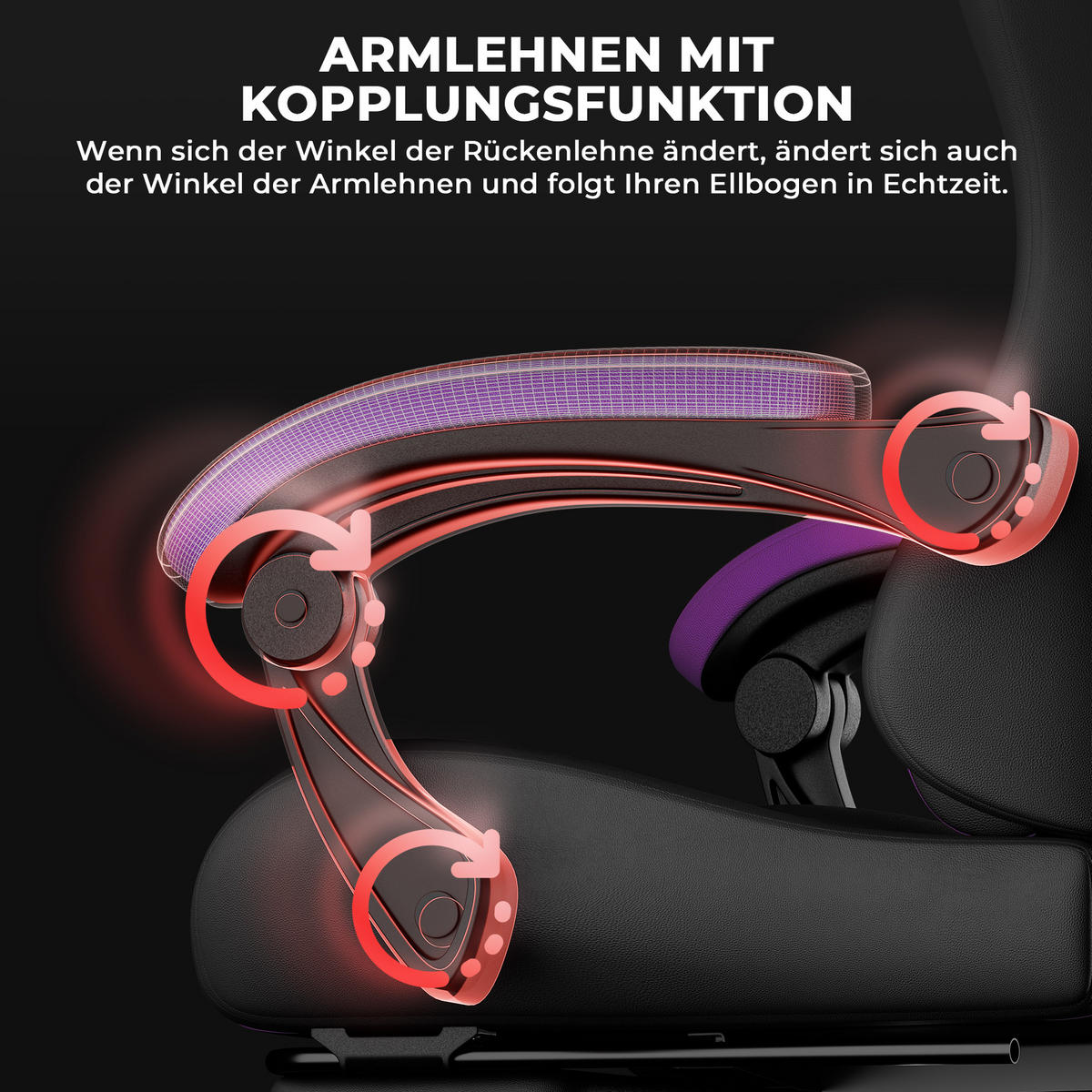 GAMINGSTUHL Schwarzviolett 58,5/63/120,5 cm - Lila, Metall (58.5/120.5/63cm) - PANGIVO