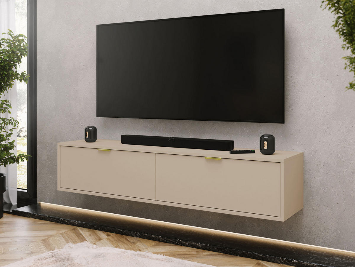 TV-LOWBOARD Senna 175 - Kaschmir/Goldfarben, Holzwerkstoff/Metall (175/35/33cm) - MIRJAN24
