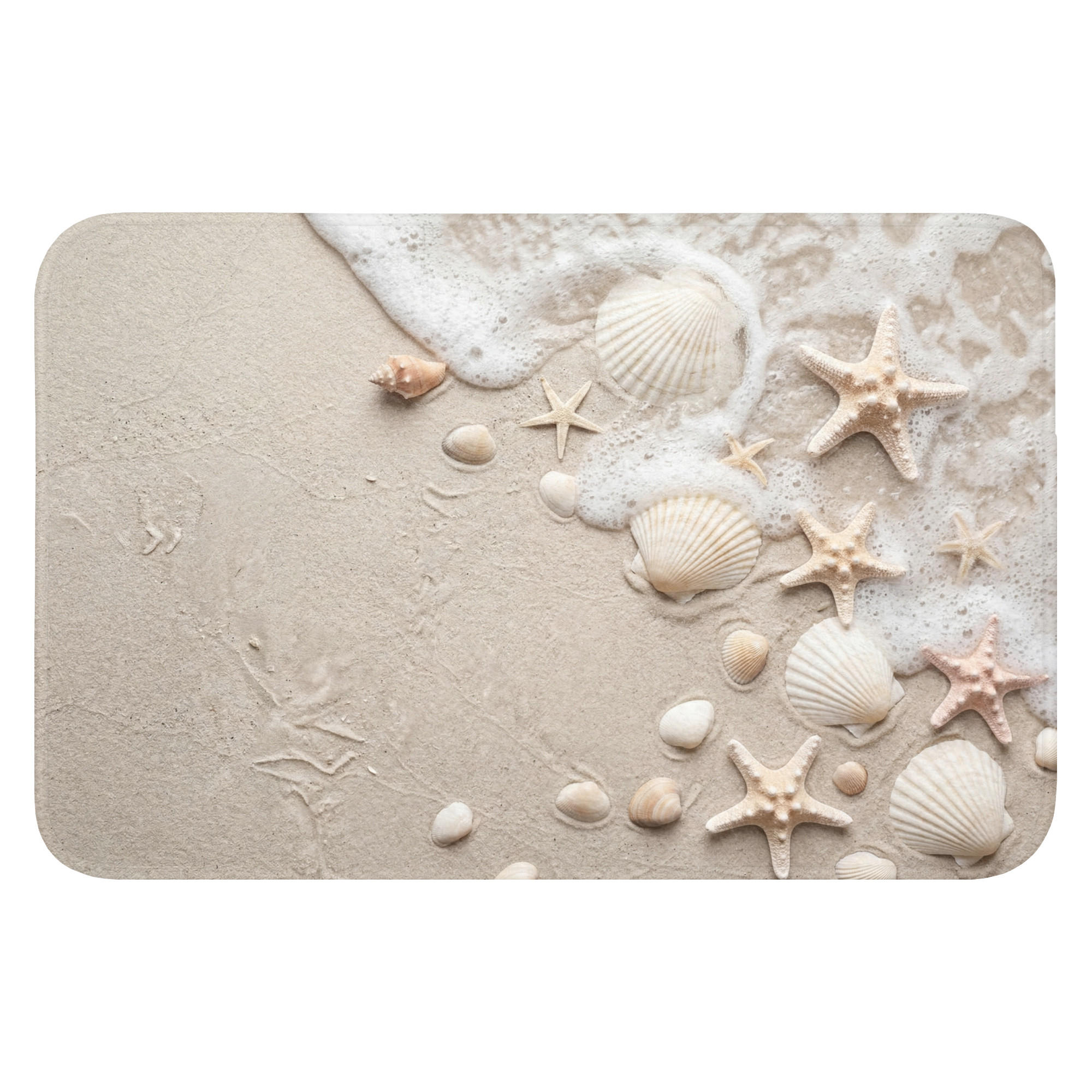 TEPIH ZA KUPAONICU Školjke 60x40 cm - boje pijeska/krem, tekstil/plastika (60/40cm) - OnlyWow