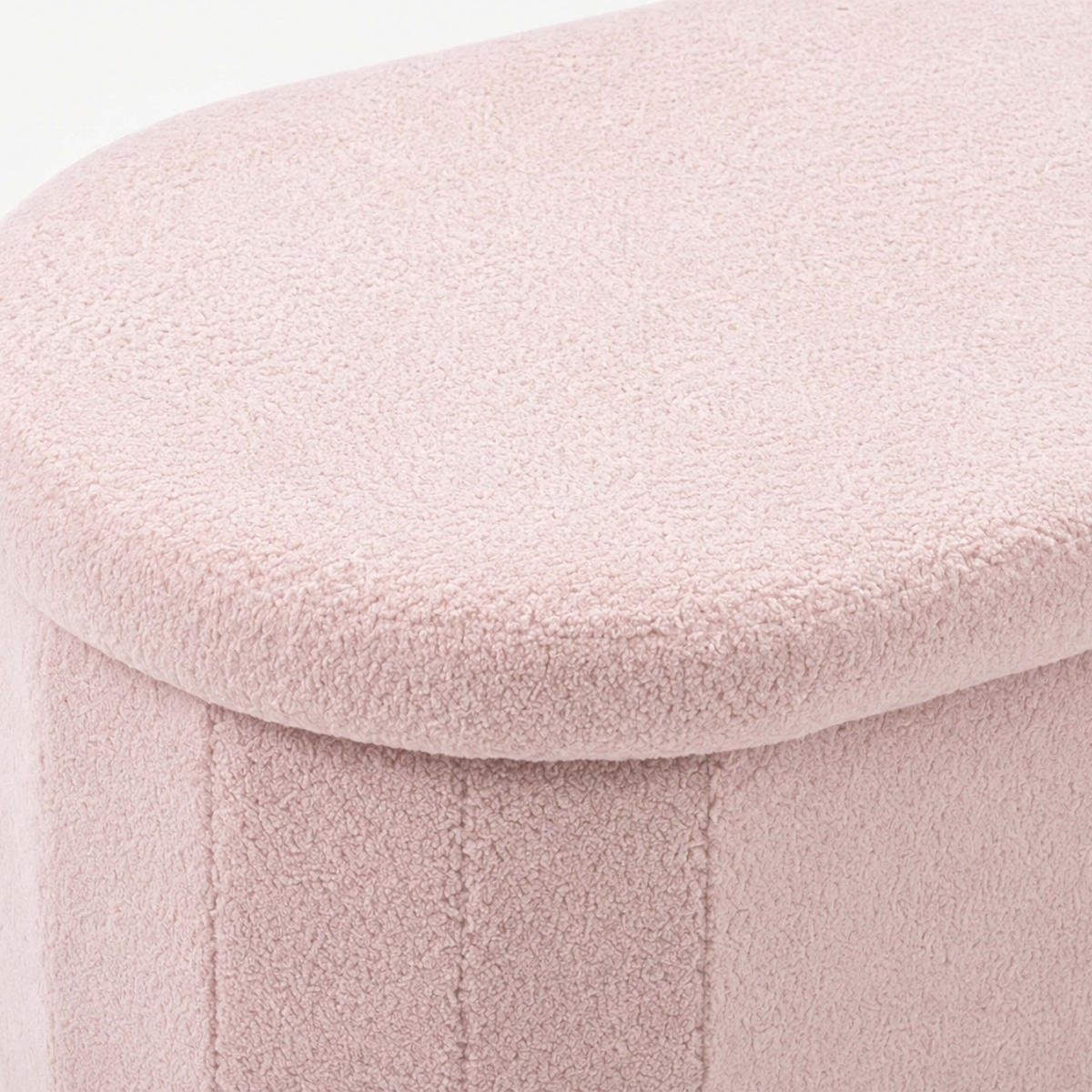 LAVICE Růžová s úložným prostorem teddy čalounění 76 cm - růžová, kompozitní dřevo/textil (76/38/38cm) - Relaxdays