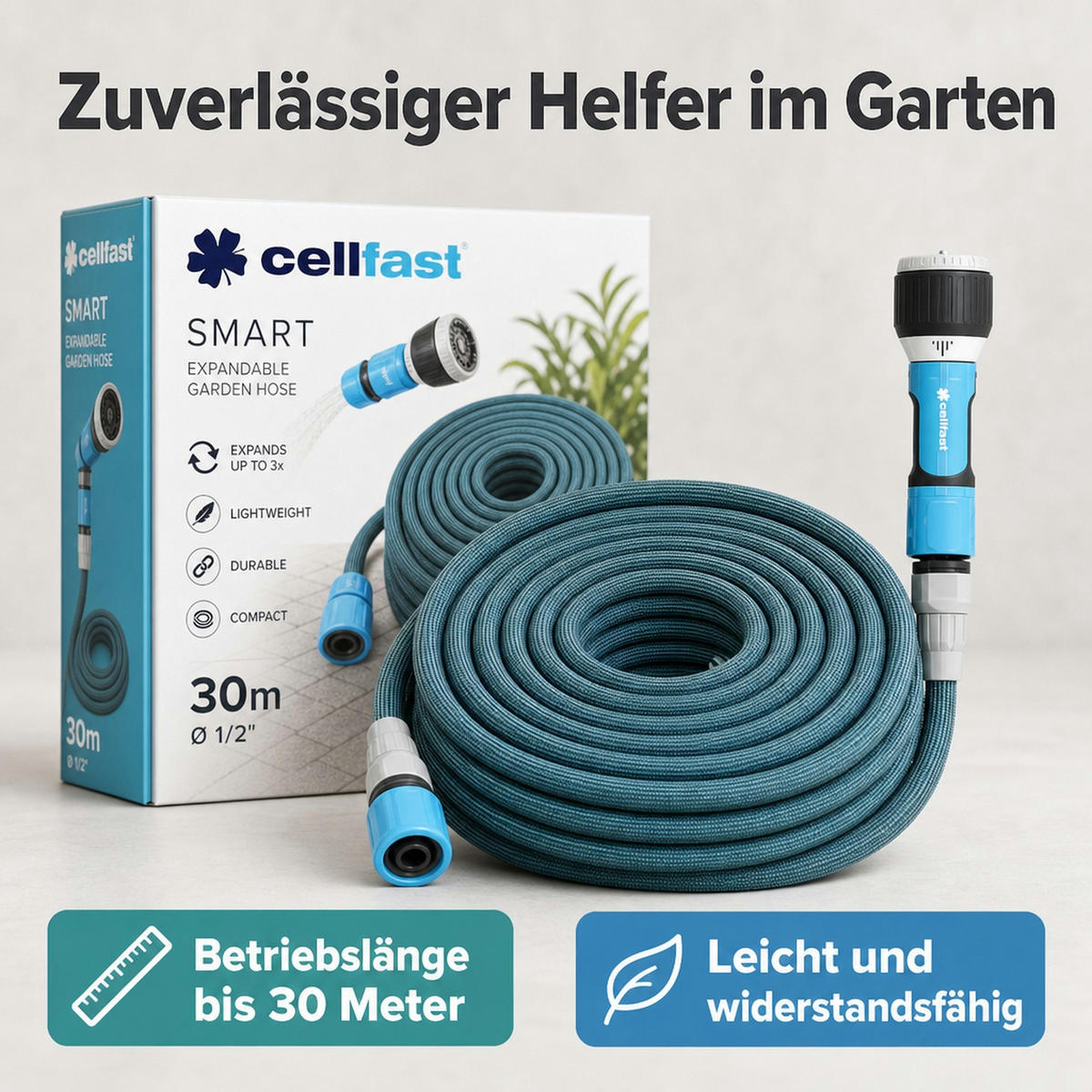 GARTENSCHLAUCH - Dunkelblau, Kunststoff (35cm) - BONI-SHOP