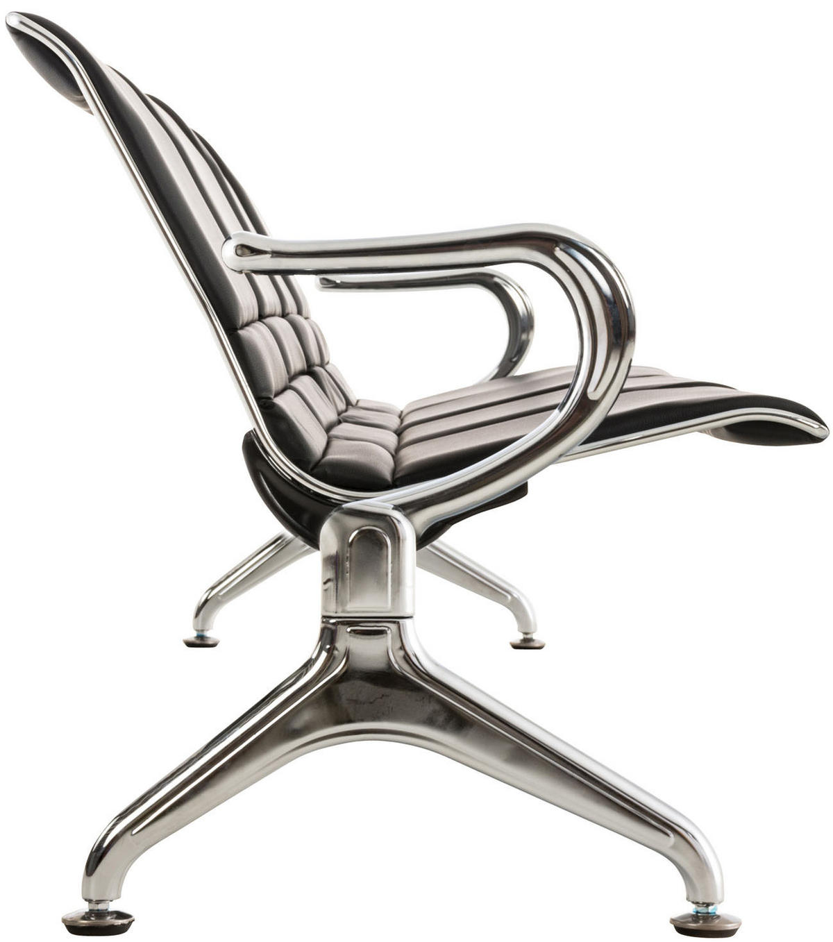 WARTEBANK Frankfurt 4-Sitzer Nantes Kunstleder Schwarz Wartestühle - Schwarz, Leder (238/78/70cm) - DELUKE