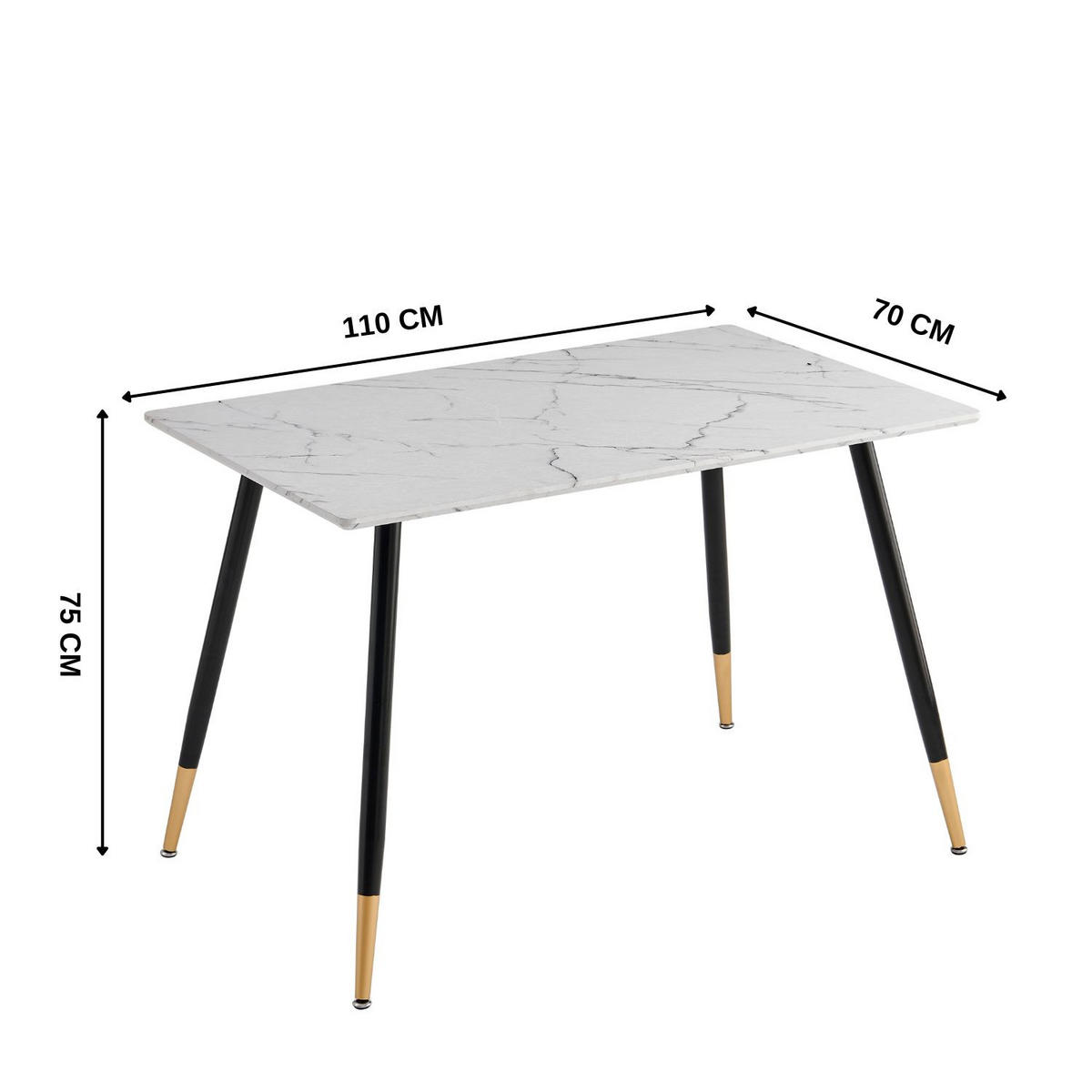 ESSTISCH SET weiß und braun - Braun/Weiß, Holzwerkstoff/Metall (70/75/110cm) - Urban Meuble