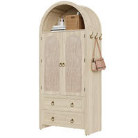 KOMMODE 80/40/180 cm aus MDF mit Rattangeflecht und verstellbaren Regalböden Eichefarben - Eichefarben, Holzwerkstoff (80/180/40cm) - Modenvie