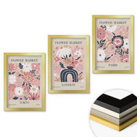WANDBILDER 3er Set - 20x30 cm Goldrahmen - Blumenmotive Tokio London Paris - Goldfarben, Kunststoff (20/30cm) - ArtPrintCave