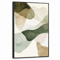 LEINWAND Bilder mit Rahmen - Japandi - Abstrakt - Grün - 60x90 - Salbeigrün, Textil (60/90cm) - MuchoWow